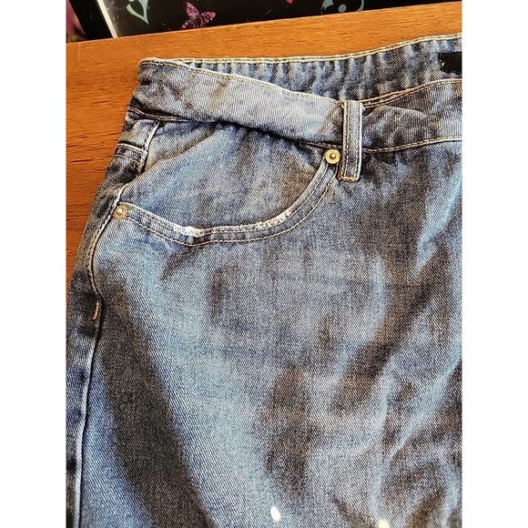 Ashley Stewart Women's Distressed Denim Skirt Size 16 Fringe Acid - Picture 2 of 8